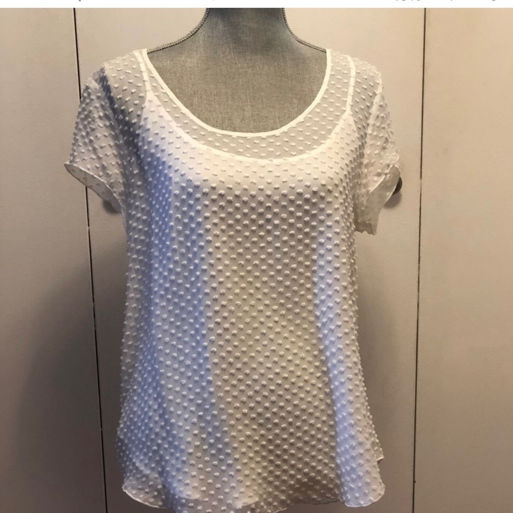 Off white colored Swiss dot blouse with cami by Moon & Meadow size small